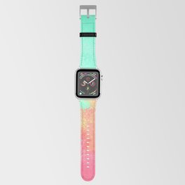 Hand Painted Pink Teal Coral Watercolor Abstract Colorblock Apple Watch Band