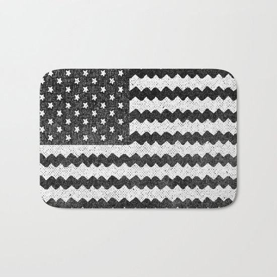 Black Zig Zag Flag Bath Mat