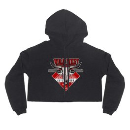 Wild west coowboy rodeo show - Bull skull, gun and red bandanna design Hoody