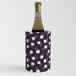 Painted Flowers and Leaves - Black Wine Chiller
