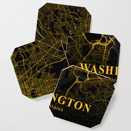 Washington DC City Map | Gold American City Street Map | United States Cities Maps Coaster
