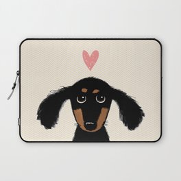 Dachshund Love | Cute Longhaired Black and Tan Wiener Dog Laptop Sleeve