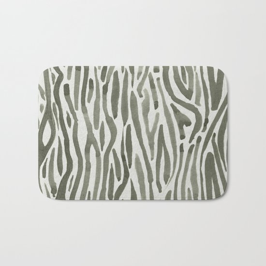 Simply Bonsai Lines in Green Tea and Lunar Gray Bath Mat