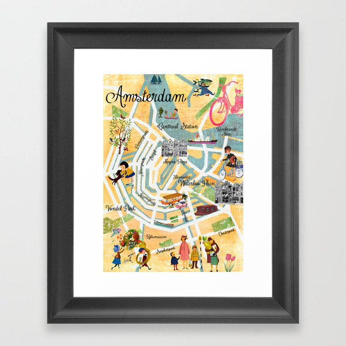vintage amsterdam map collage