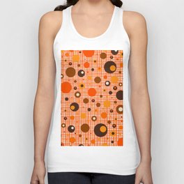 Mid Century Modern Dotty Dots Woven Pattern 2 in Retro 70s Orange and Brown Unisex Tank Top