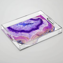 purple agate slice Acrylic Tray