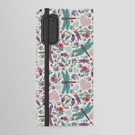 Bohemian Hearts & Dragonflies - Boho Style Dragonfly Floral Android Wallet Case
