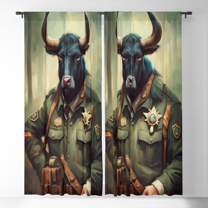 Bull dressed as a Forest Ranger No.1 Blackout Curtain