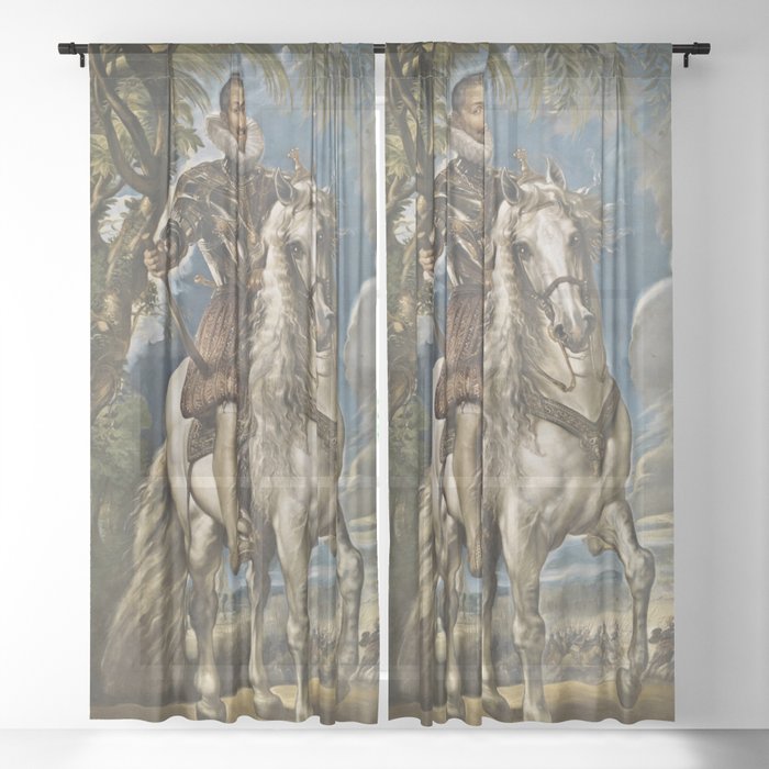 Pedro Pablo Rubens Equestrian portrait of the Duke of Lerma Sheer Curtain