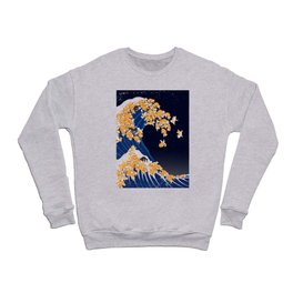 Shiba Inu The Great Wave in Night Crewneck Sweatshirt