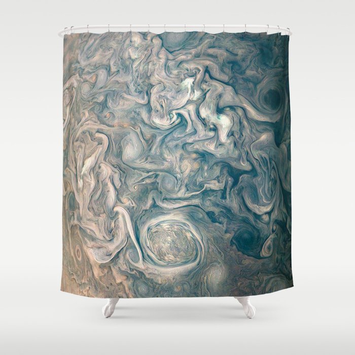 Jupiter Stormy Weather Watercolor Texture Shower Curtain