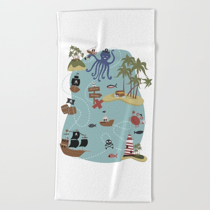 Pirate Treasure Map Beach Towel