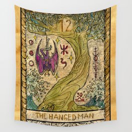 The Hanged Man Vintage Tarot Card Wall Tapestry
