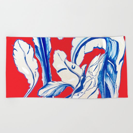 Plant in Blue Marker - Leaf of Life Miracle Leaf - RED Beach Towel