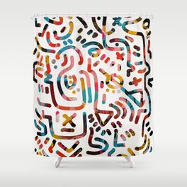 Graffiti Art Life in the Jungle with Symbols of Energy Shower Curtain