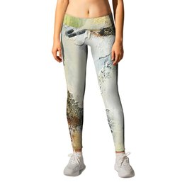 Village Life in Spring 2 Leggings | Spring, Abstract, Teal, Acrylic, Expressionism, Other, Painting, Grunge, Green 