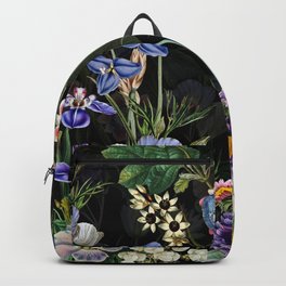 Vintage Botanical Blue Midnight Passiflora Garden Backpack