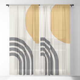 Mid century modern Sun & Rainbow Sheer Curtain