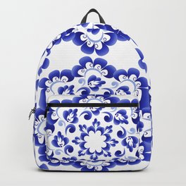 folk art Backpack | Blue, Folk, Style, Blossom, Art, Vector, Traditional, Tile, Plant, Russian 