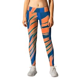 Blaze - Blue and Orange Leggings | Orange, Design, Artwork, Drawing, Stripes, Navyblue, Blue, Modern, Graphic Design, Geometric 