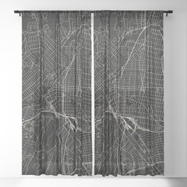 USA, Paterson City Map Sheer Curtain