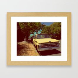 Vintage yellow Ford in Oakland, CA Framed Art Print
