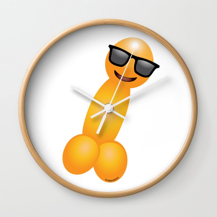 Emoji Dick Cool Wall Clock by 19detentions.