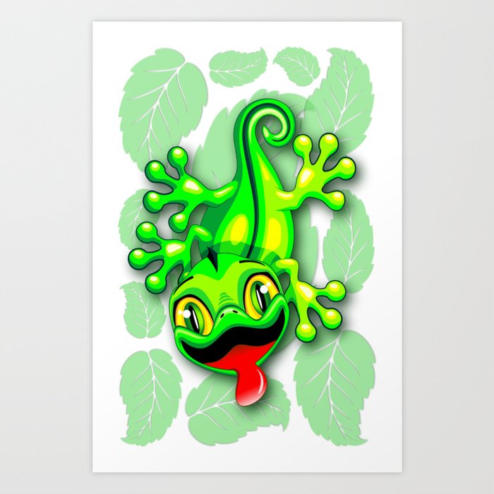 Gecko Lizard Baby Cartoon Art Print By Bluedarkatlem Society6