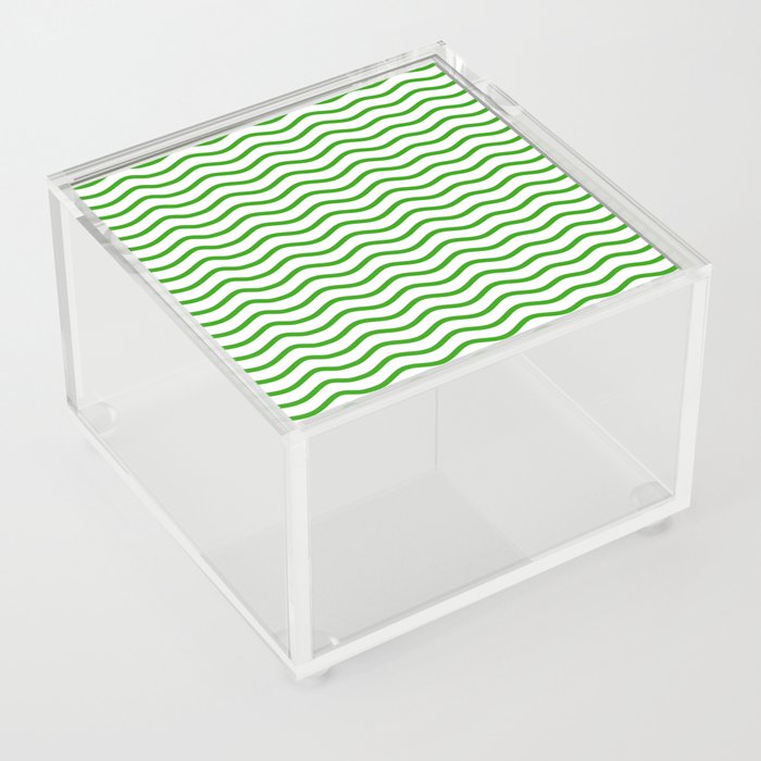 Dark Green wavy pattern Acrylic Box