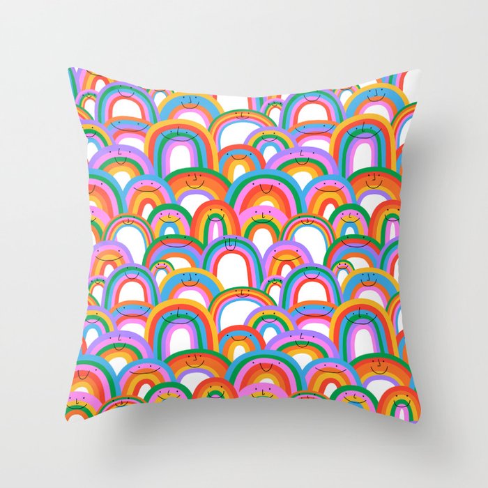Diverse colorful rainbow seamless pattern illustration Throw Pillow