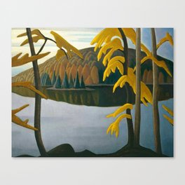 Golden Autumn, Northern Lake foliage autumnal landscape painting by Lawren Harris Canvas Print