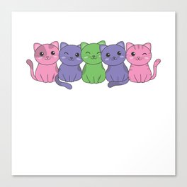 Trigender Flag Cat Pride Lgbtq Cute Cat Canvas Print