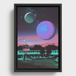 Twilight Hours - Retro Futurism, Sci-Fi Aesthetic Collage Framed Canvas