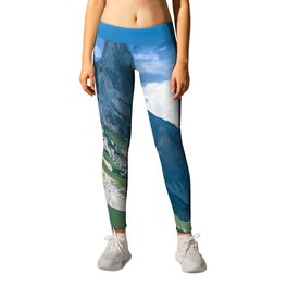 Magnificent Mountains in Italy Leggings | Hill, Simple, Mountains, Digital, Acrylic, Painting, Mountain, Elegant, Blueskies, Watercolor 