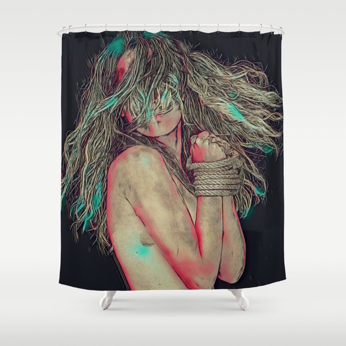 Bondage girl digital painting. Sexy gifts. Shower Curtain