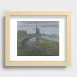 Oostzijdse Mill along the River Gein by Moonlight, Piet Mondriaan, c. 1903 Recessed Framed Print