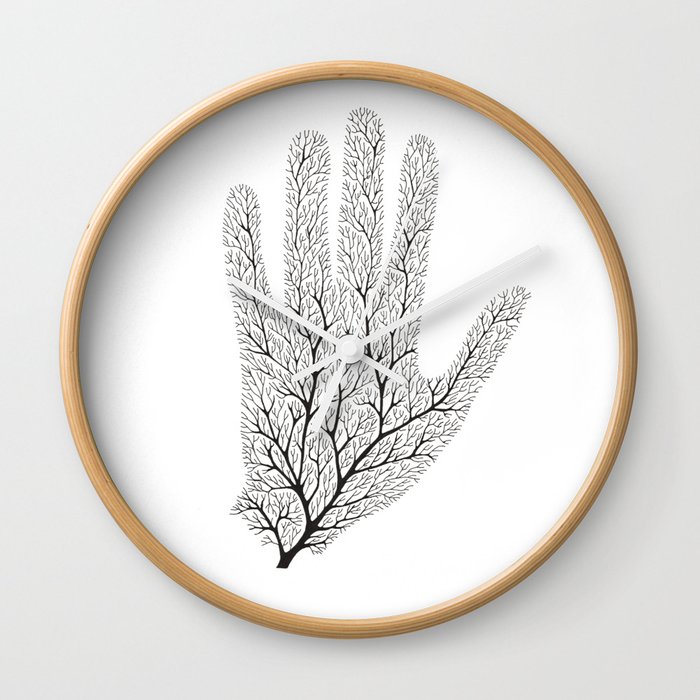 Hand Branches - Black Wall Clock