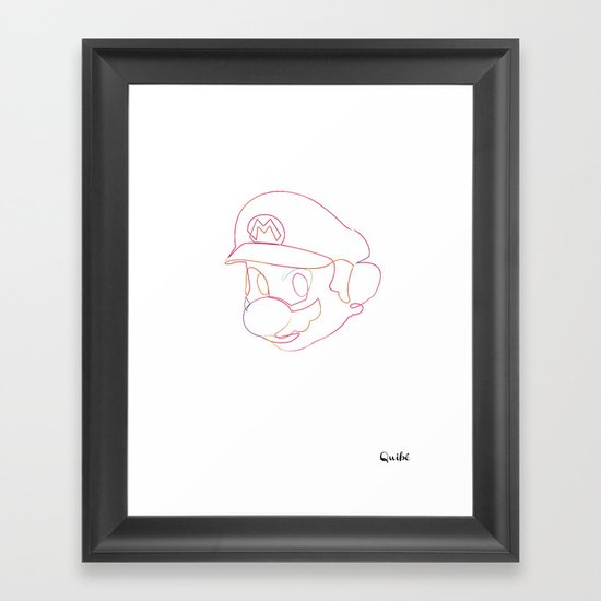 One line Supermario Framed Art Print