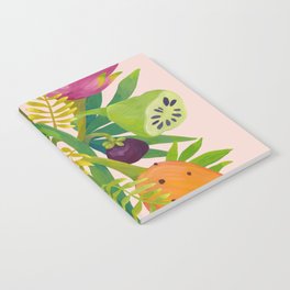 Exotic Fruits, Tropical Plants on Pink Background Notebook