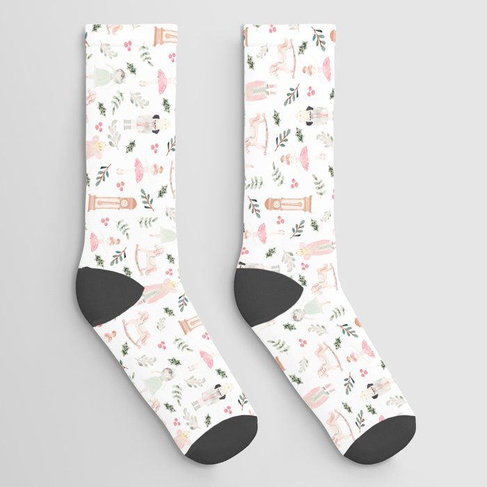 The Nutcracker - Watercolor Christmas -White Socks