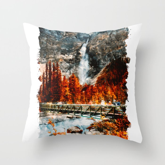 Alberta Canada city watercolor Throw Pillow