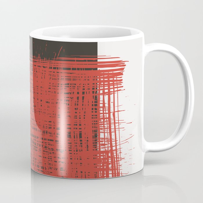 Black Red White Minimal Art Geometry Abstract Illustration 2 Coffee Mug By Tanydi