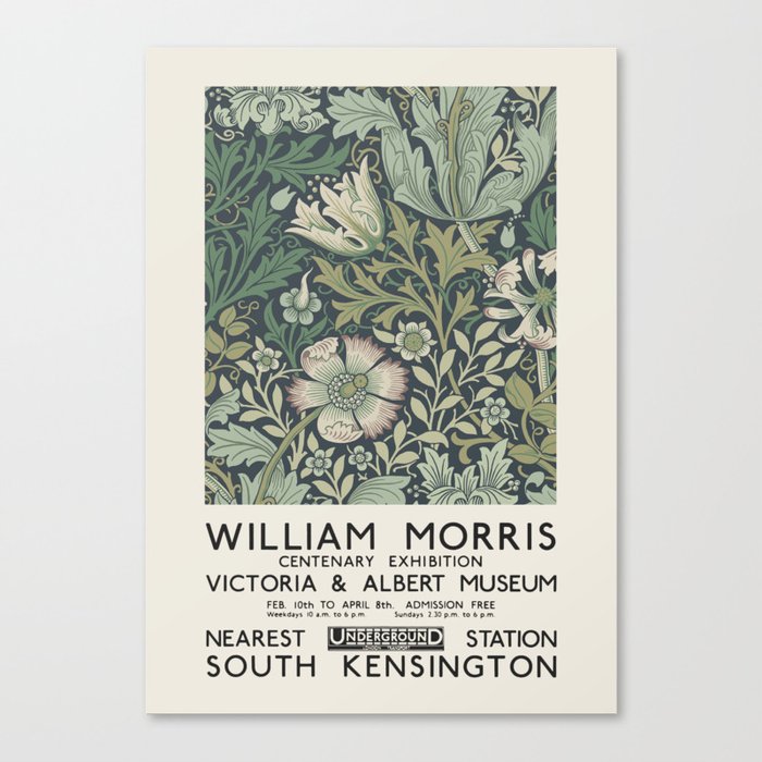 William Morris - Exhibition poster for The Victoria and Albert Museum, London, 1934 Canvas Print