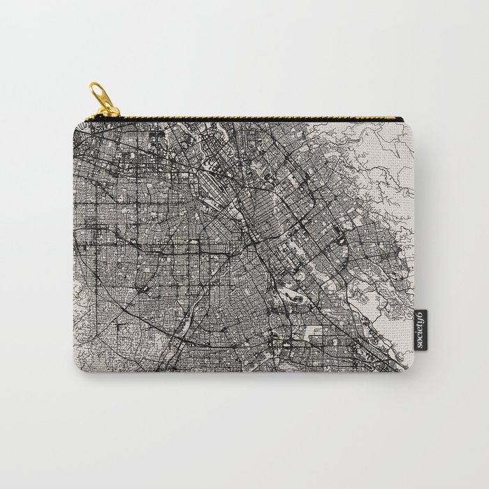 San Jose, USA - Black and White City Map - Minimal Aesthetic Carry-All Pouch