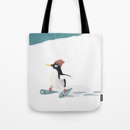 Penguin on Snowshoes Tote Bag