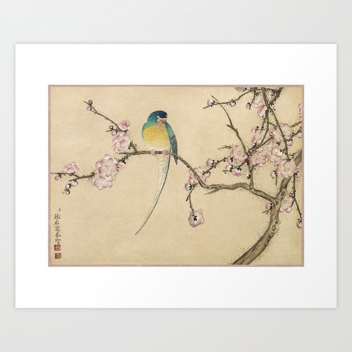 Bird on the tree (Chinese traditional art by ZHANG Ruoai) Art Print