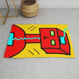 Robot Rug | Gift, Red, Robot, Contemporary, Comic, Yellow, Robotposter, Uniquegift, Strange, Abstract 