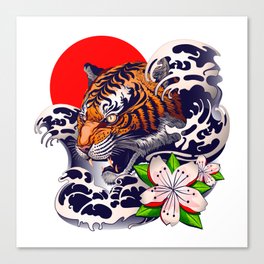 Tiger tattoo design with japanese decorative style. Vector illustration  Canvas Print
