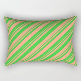 [ Thumbnail: Lime Green & Light Salmon Colored Striped/Lined Pattern Rectangular Pillow ]