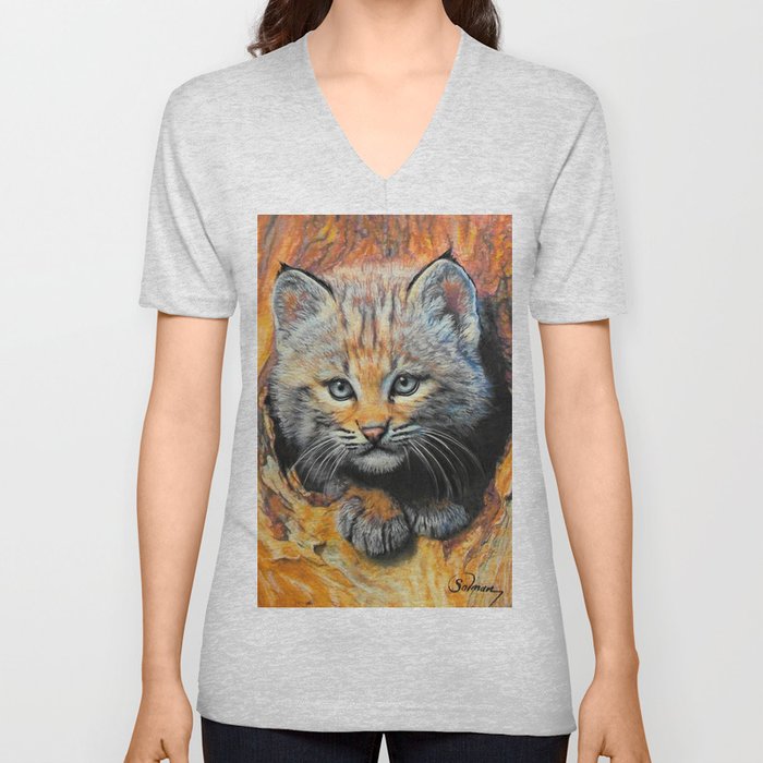 Young Wild Cat V Neck T Shirt